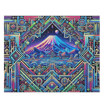 Neon x Geometric x Mt. Fuji! A super tricky puzzle with a cool sci-fi vibe-perfect brain workout for adults! 1000+ pieces of fun!
