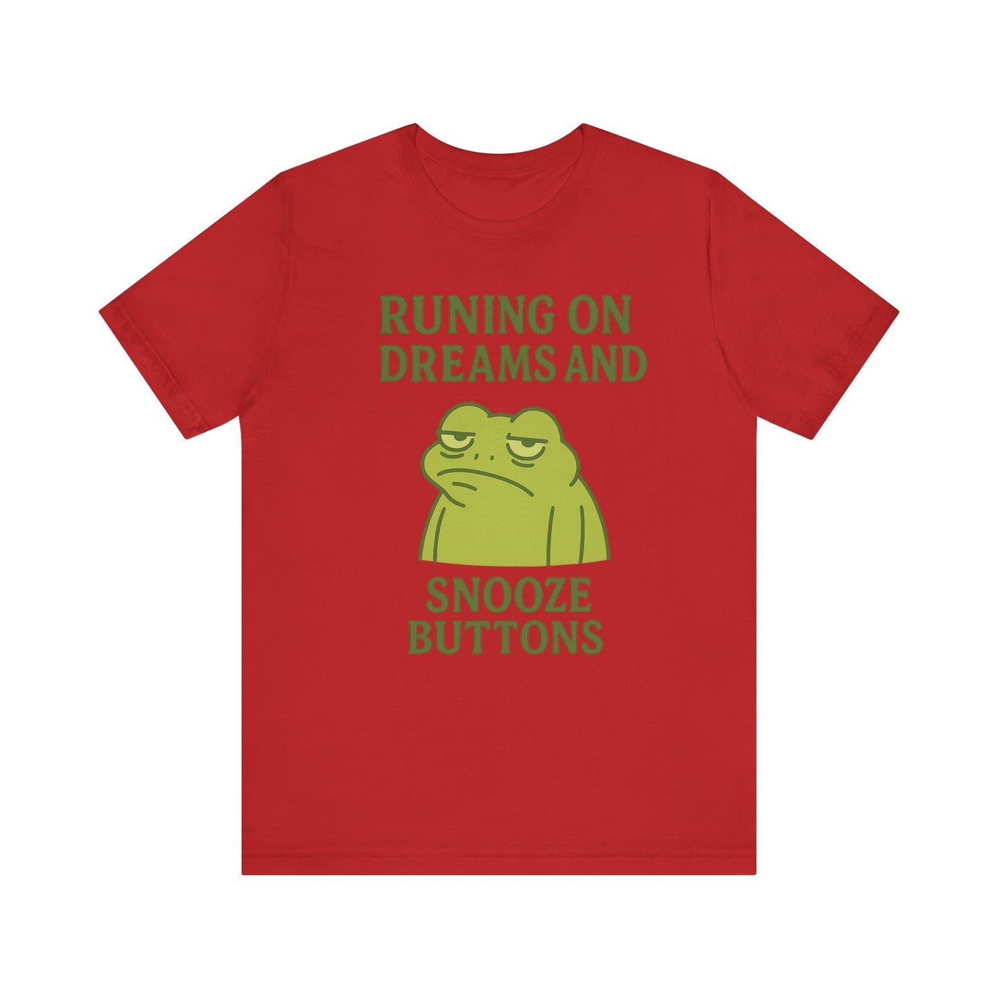 Running on Dreams and Snooze Buttons Shirt Sleepy Frog Tee Funny Night Owl Top Great Dad Gift Cozy Loungewear Aesthetic