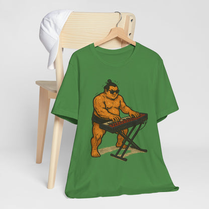 Sumo Piano Rock T Shirt Japanese Sumo Wrestler Playing Stage Keyboard Vintage Comic Art Graphic Tee Japan Gift For Dad Musicians