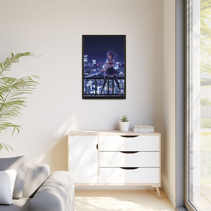 Anime Warrior Girl Canvas Tokyo Night Skyline Katana Wall Art Futuristic Heroine Gift for Daughter or Dad Gaming Room Decor