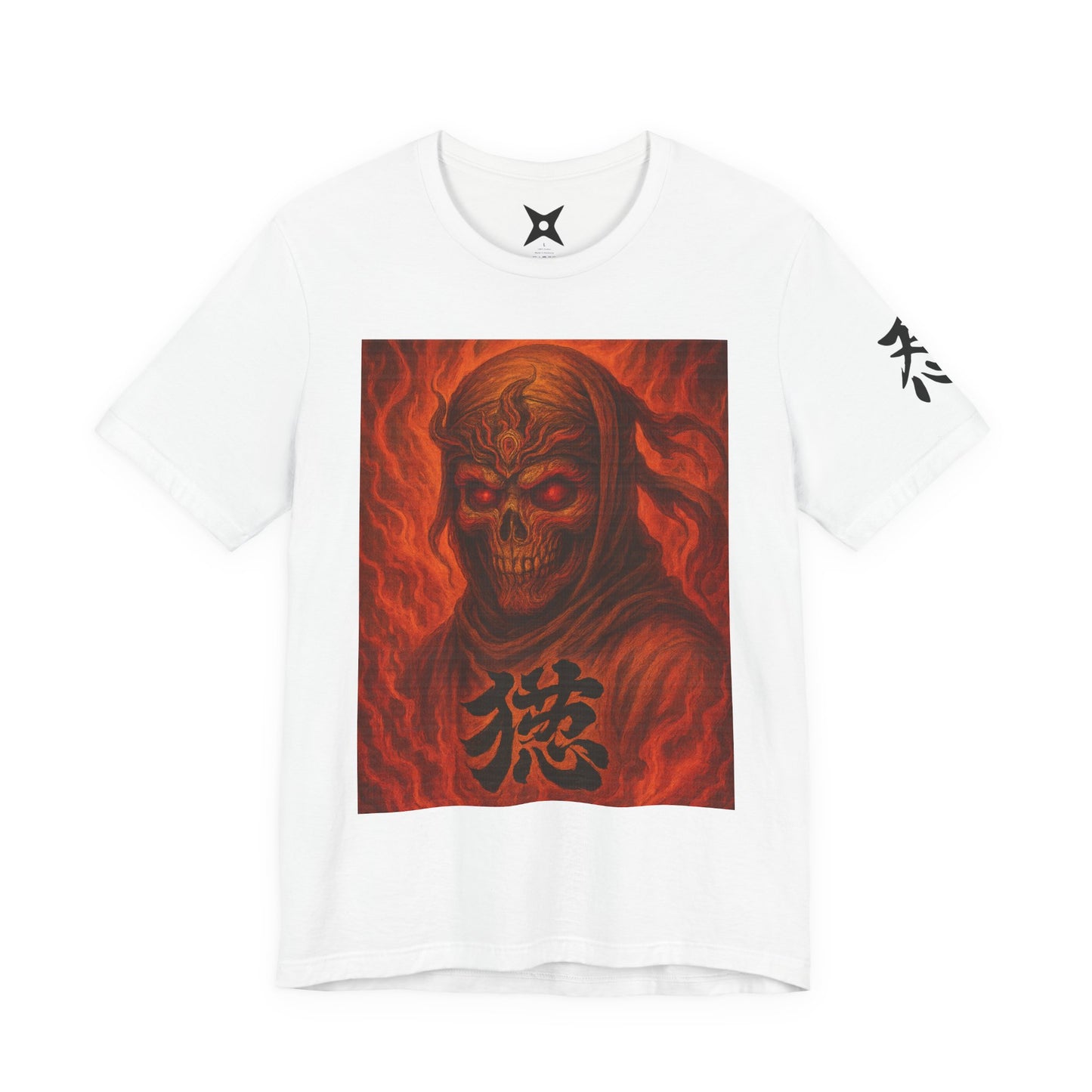 Dark Red Ninja Skull T-Shirt - Japanese Horror Art, Skeleton Ninja Graphic Tee, High-Detail Gothic Warrior Shirt, Unisex Streetwear