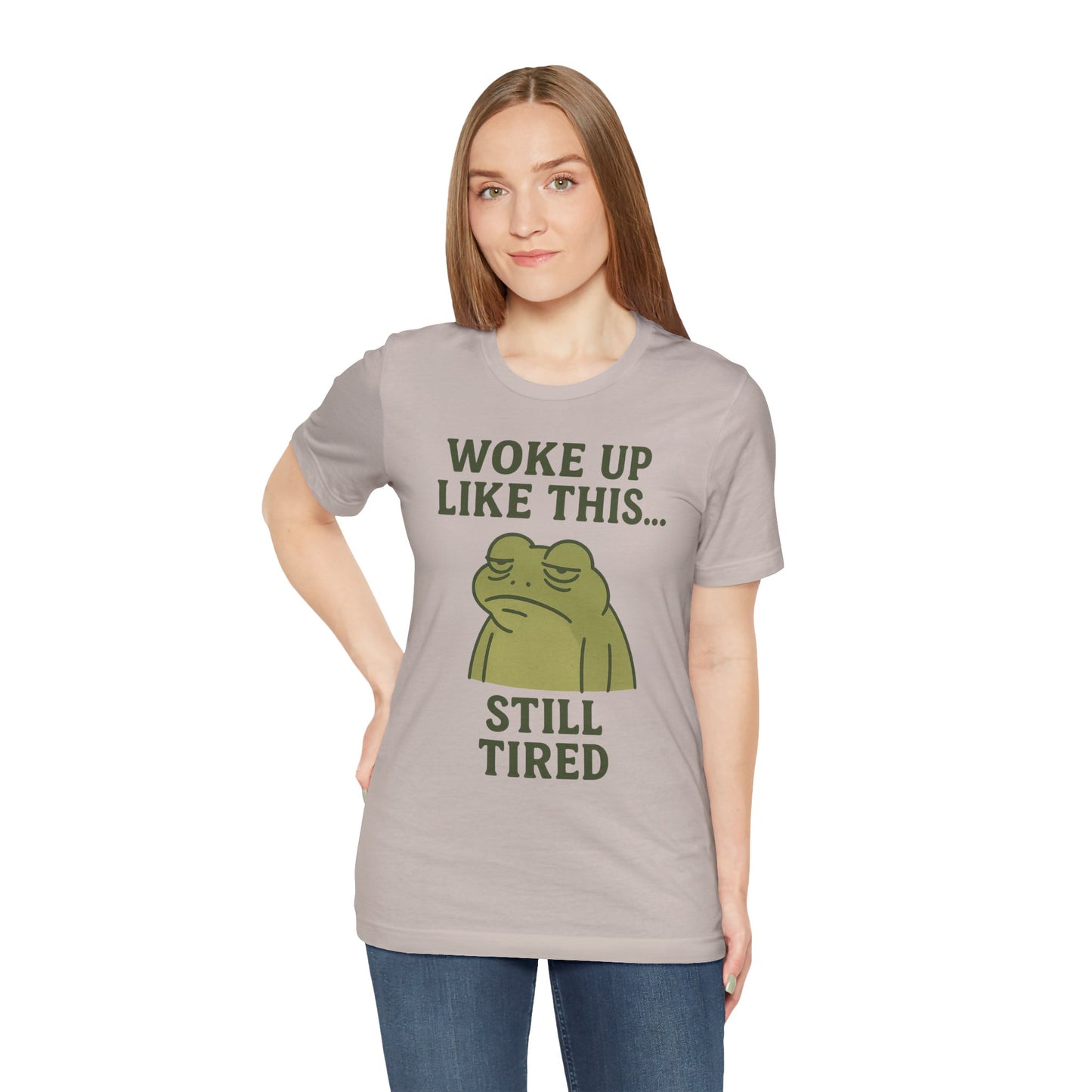Woke Up Like This Still Tired Frog Shirt Funny Sleepy Tee Night Owl Top Coffee First Gift for Dad Cozy Loungewear Aesthetic