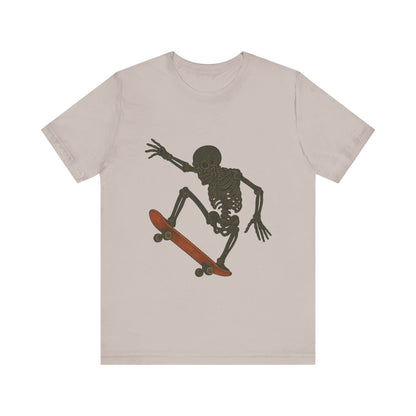Skater Skeleton Graphic Tee for Adults - Vintage-Style Skeleton Skateboarding Shirt - Edgy Streetwear T-Shirt for Skaters and Art Lovers