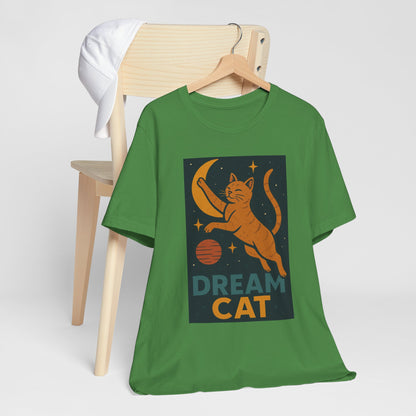 Dream Cat Shirt Retro Space Kitty Tee Moon and Stars Poster Style Japan Inspired Vintage Graphic Gift for Cat Lovers and Dad