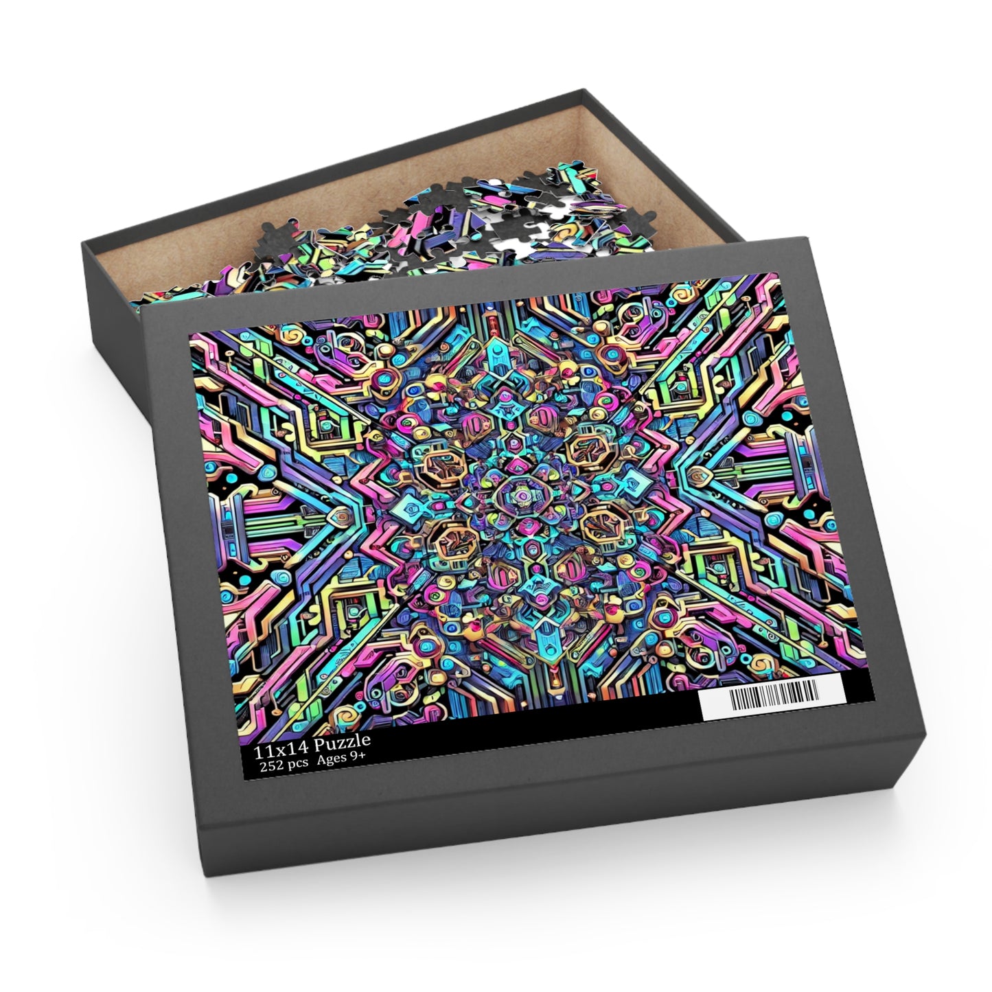 Futuristic Neon Circuit Puzzle-Ultra-Detailed Geometric Jigsaw for Adults | Sci-Fi Abstract Challenge (1000+ Pieces)