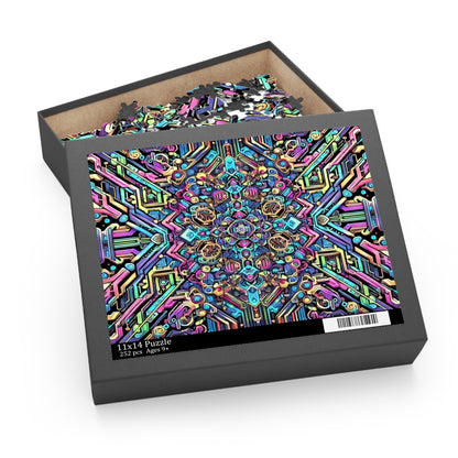 Futuristic Neon Circuit Puzzle-Ultra-Detailed Geometric Jigsaw for Adults | Sci-Fi Abstract Challenge (1000+ Pieces)