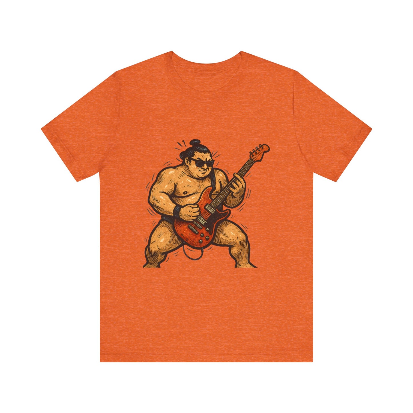 Sumo Guitar Rock T Shirt Japanese Sumo Wrestler Electric Guitar Vintage Comic Style Graphic Tee Japan Gift For Dad Music Fans
