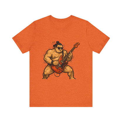 Sumo Guitar Rock T Shirt Japanese Sumo Wrestler Electric Guitar Vintage Comic Style Graphic Tee Japan Gift For Dad Music Fans
