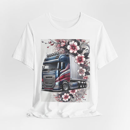 Cherry Blossom Convoy T-Shirt | Japanese Sakura x Modern Truck Art | Unique Graphic Tee for Drivers & Streetwear Lovers 001