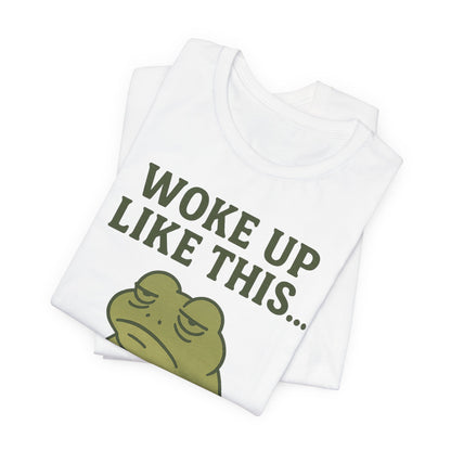 Woke Up Like This Still Tired Frog Shirt Funny Sleepy Tee Night Owl Top Coffee First Gift for Dad Cozy Loungewear Aesthetic