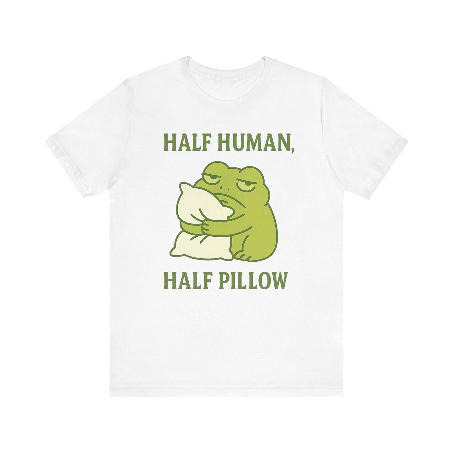 Half Human Half Pillow Funny Sleepy Frog Shirt for Coffee Lovers Dad Gift Not a Morning Person Tee Cozy Kawaii Aesthetic Graphic Top