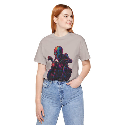 Neon Gashadokuro Harley Rider Tattoo Style Shirt Horror Yokai Streetwear for Adults Biker Dad Gift Japanese Art Tee