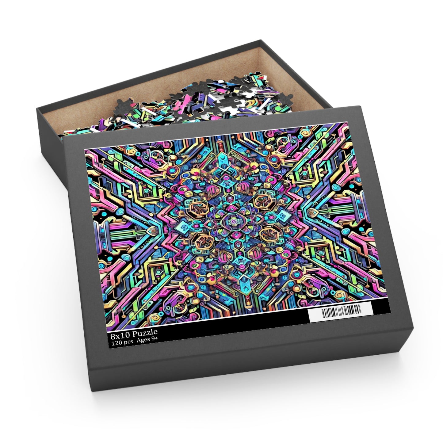 Futuristic Neon Circuit Puzzle-Ultra-Detailed Geometric Jigsaw for Adults | Sci-Fi Abstract Challenge (1000+ Pieces)