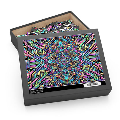 Futuristic Neon Circuit Puzzle-Ultra-Detailed Geometric Jigsaw for Adults | Sci-Fi Abstract Challenge (1000+ Pieces)