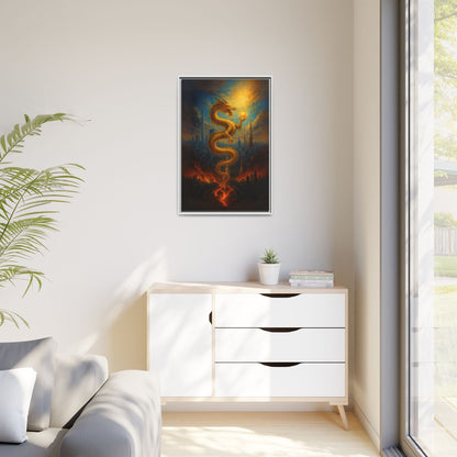 Neo Tokyo Golden Dragon Canvas Wall Art Japan Inspired Skyline Painting Feng Shui Good Luck Decor Dragon Pearl Gift for Dad