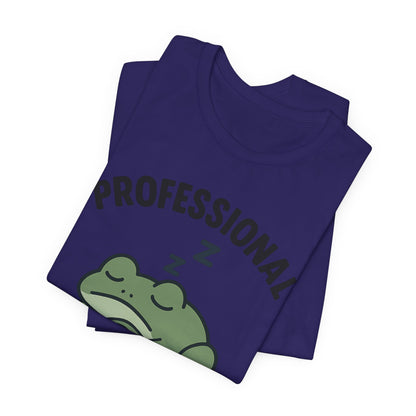 Professional Snoozer Frog Shirt Funny Sleepy Tee Night Owl Top Coffee First Gift for Dad Cute Graphic Cozy Loungewear
