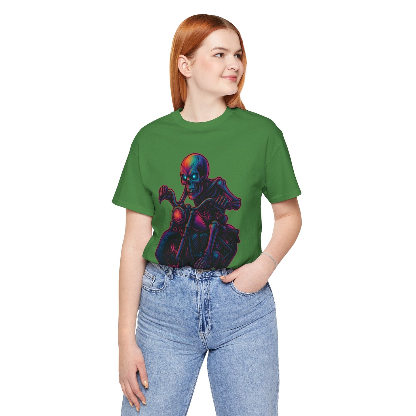 Neon Gashadokuro Harley Rider Tattoo Style Shirt Horror Yokai Streetwear for Adults Biker Dad Gift Japanese Art Tee