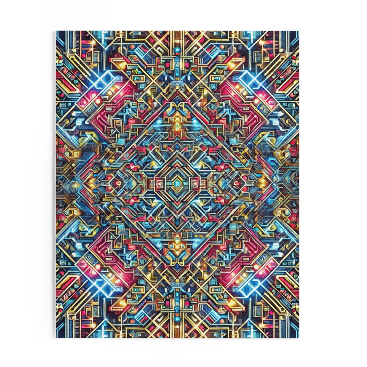 Futuristic Neon Circuit Puzzle-Ultra-Detailed Geometric Jigsaw for Adults | Sci-Fi Abstract Challenge (1000+ Pieces)