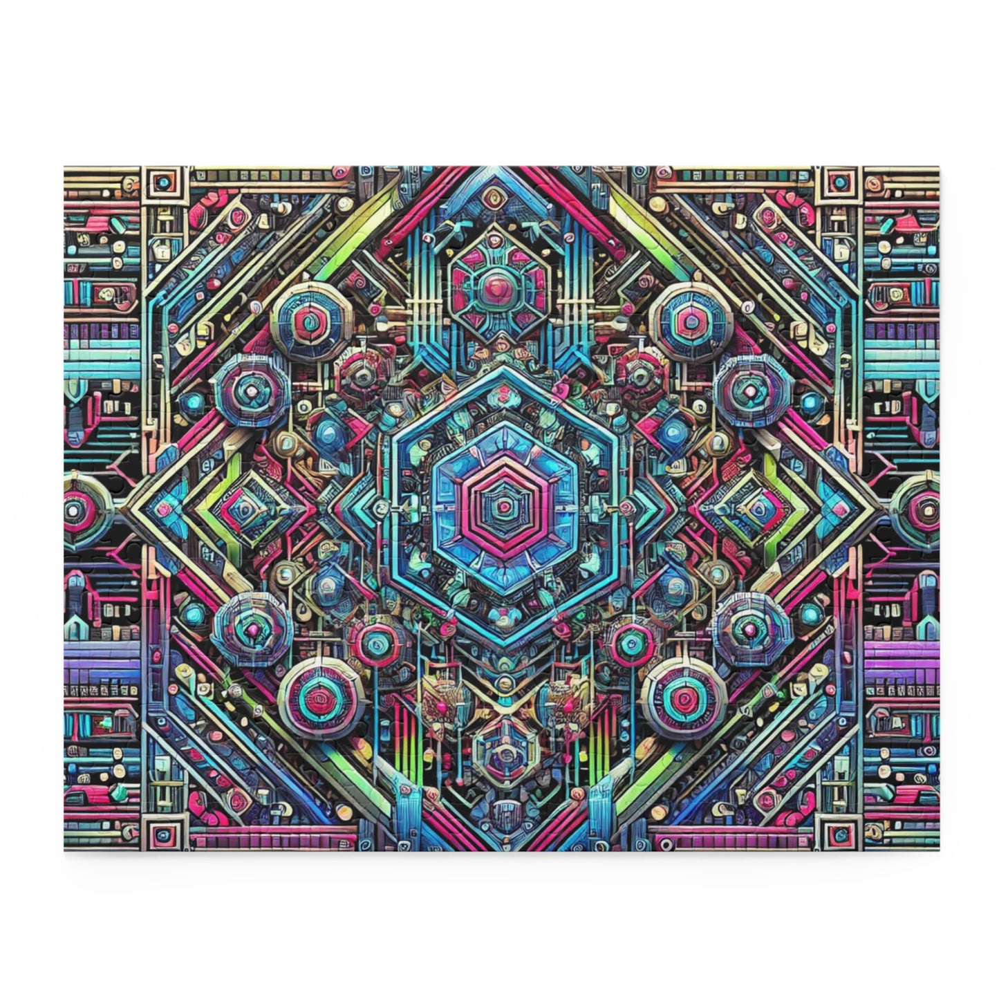 Futuristic Neon Circuit Puzzle-Ultra-Detailed Geometric Jigsaw for Adults | Sci-Fi Abstract Challenge (1000+ Pieces)