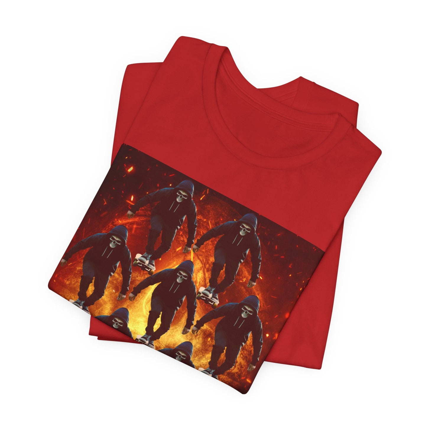 Skull Hoodie Skater T Shirt Urban Streetwear Skateboard Graphic Tee Gothic Horror Skate Style Gift for Dad Teen Boys Halloween Vibe