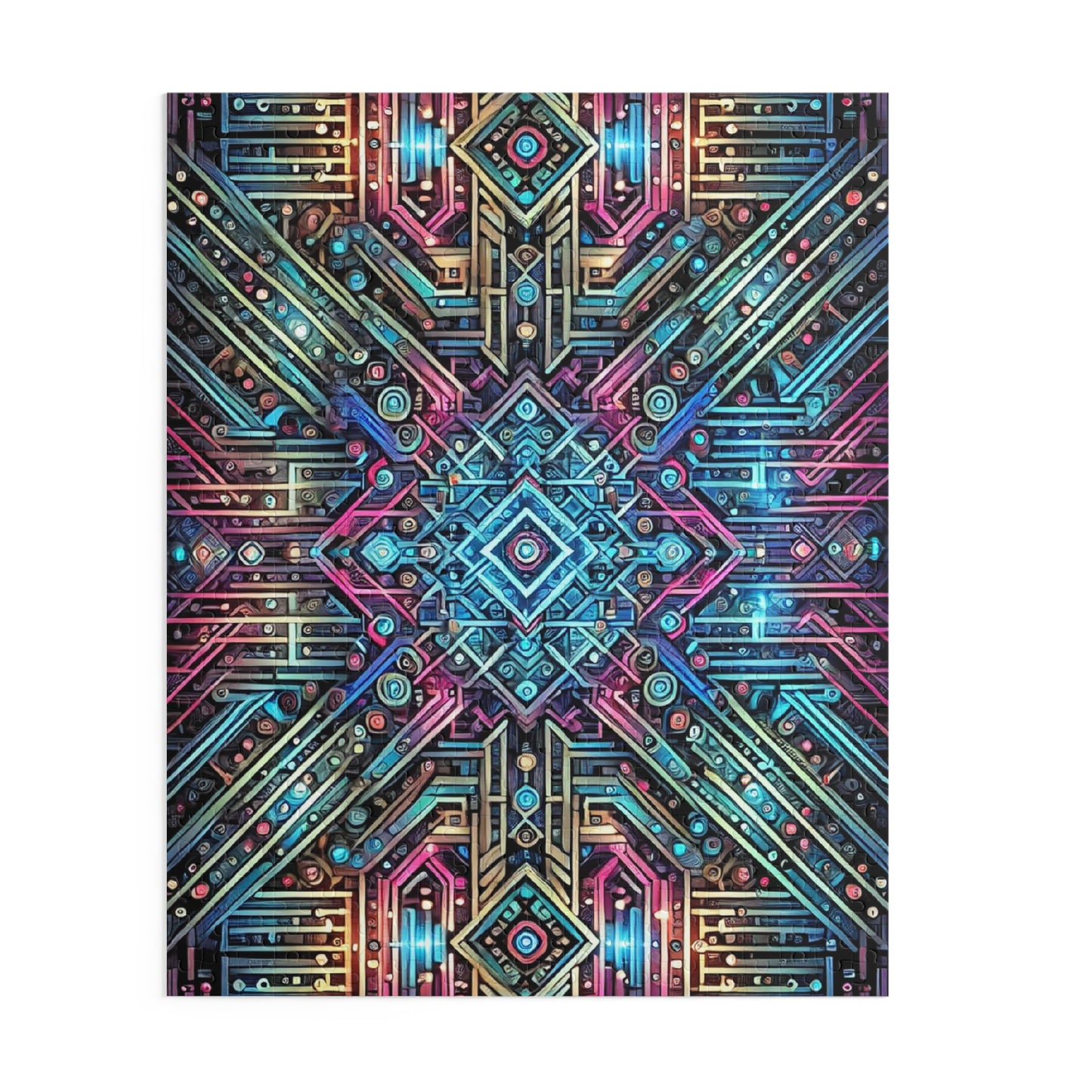 Futuristic Neon Circuit Puzzle-Ultra-Detailed Geometric Jigsaw for Adults | Sci-Fi Abstract Challenge (1000+ Pieces)