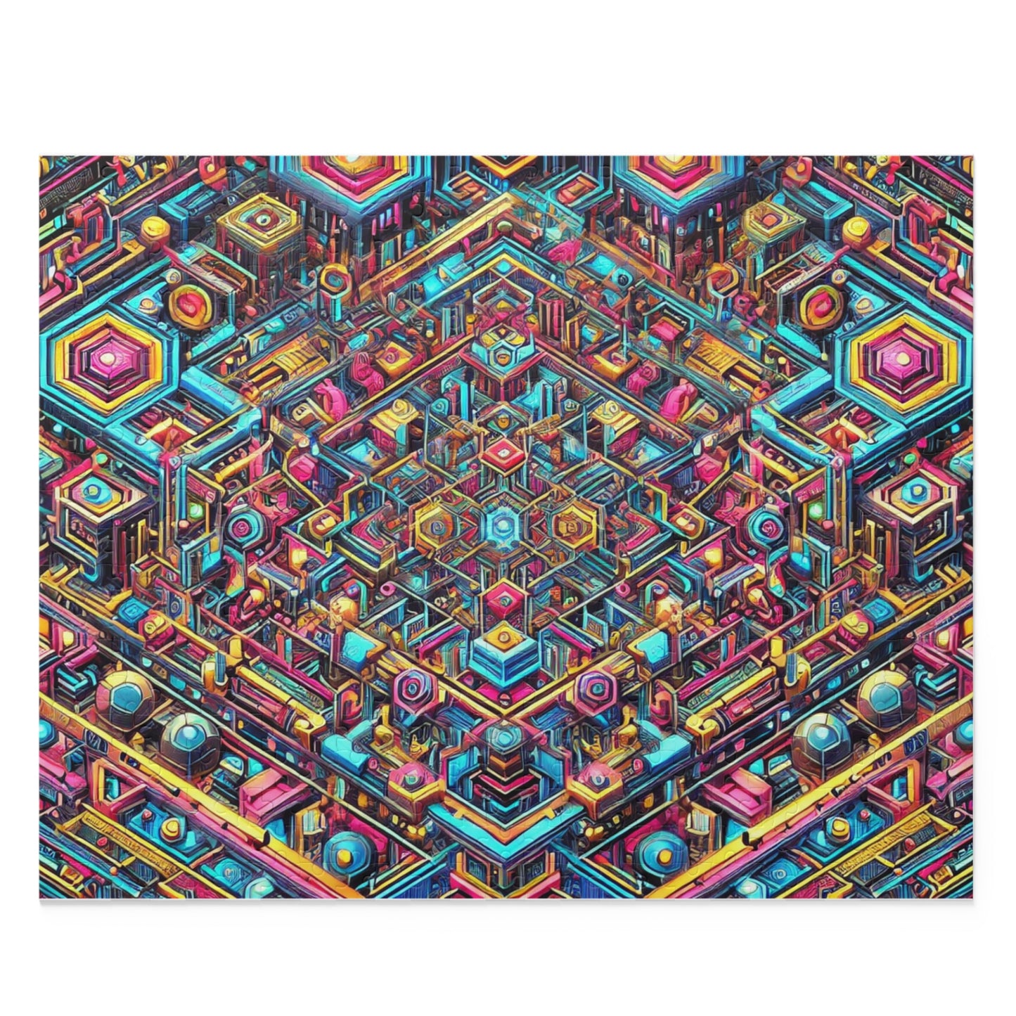 Futuristic Neon Circuit Puzzle-Ultra-Detailed Geometric Jigsaw for Adults | Sci-Fi Abstract Challenge (1000+ Pieces)