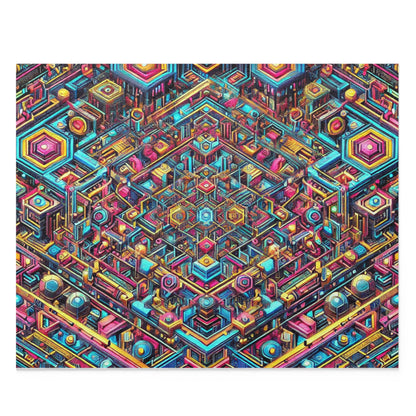Futuristic Neon Circuit Puzzle-Ultra-Detailed Geometric Jigsaw for Adults | Sci-Fi Abstract Challenge (1000+ Pieces)