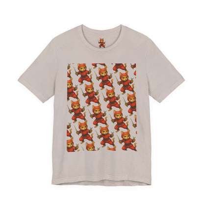 Ninja Cat T-Shirt - Cute Ninja Cat Front Print and Bold Japanese Kanji "NEKONIN" Back Print - Cool Unisex Japanese Streetwear Tee