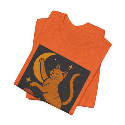 Dream Cat Shirt Retro Space Kitty Tee Moon and Stars Poster Style Japan Inspired Vintage Graphic Gift for Cat Lovers and Dad