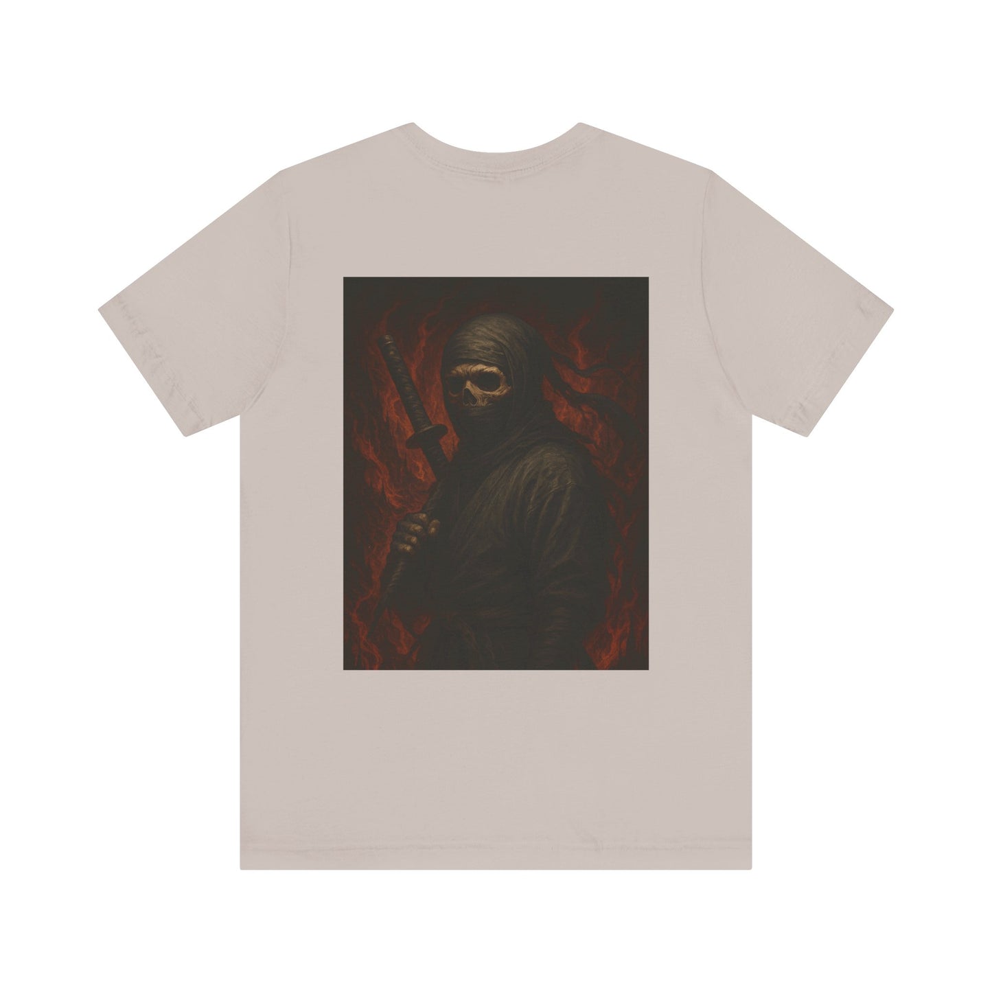 Dark Ninja Skull T-Shirt - Japanese Horror Art, Ninja Skeleton Graphic Tee, High-Detail Gothic Warrior Shirt, Unisex Streetwear