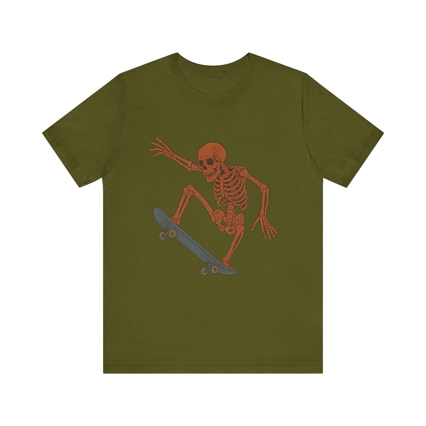 Skater Skeleton Graphic Tee for Adults - Vintage-Style Skeleton Skateboarding Shirt - Edgy Streetwear T-Shirt for Skaters and Art Lovers