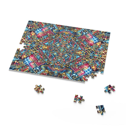 Futuristic Neon Circuit Puzzle-Ultra-Detailed Geometric Jigsaw for Adults | Sci-Fi Abstract Challenge (1000+ Pieces)