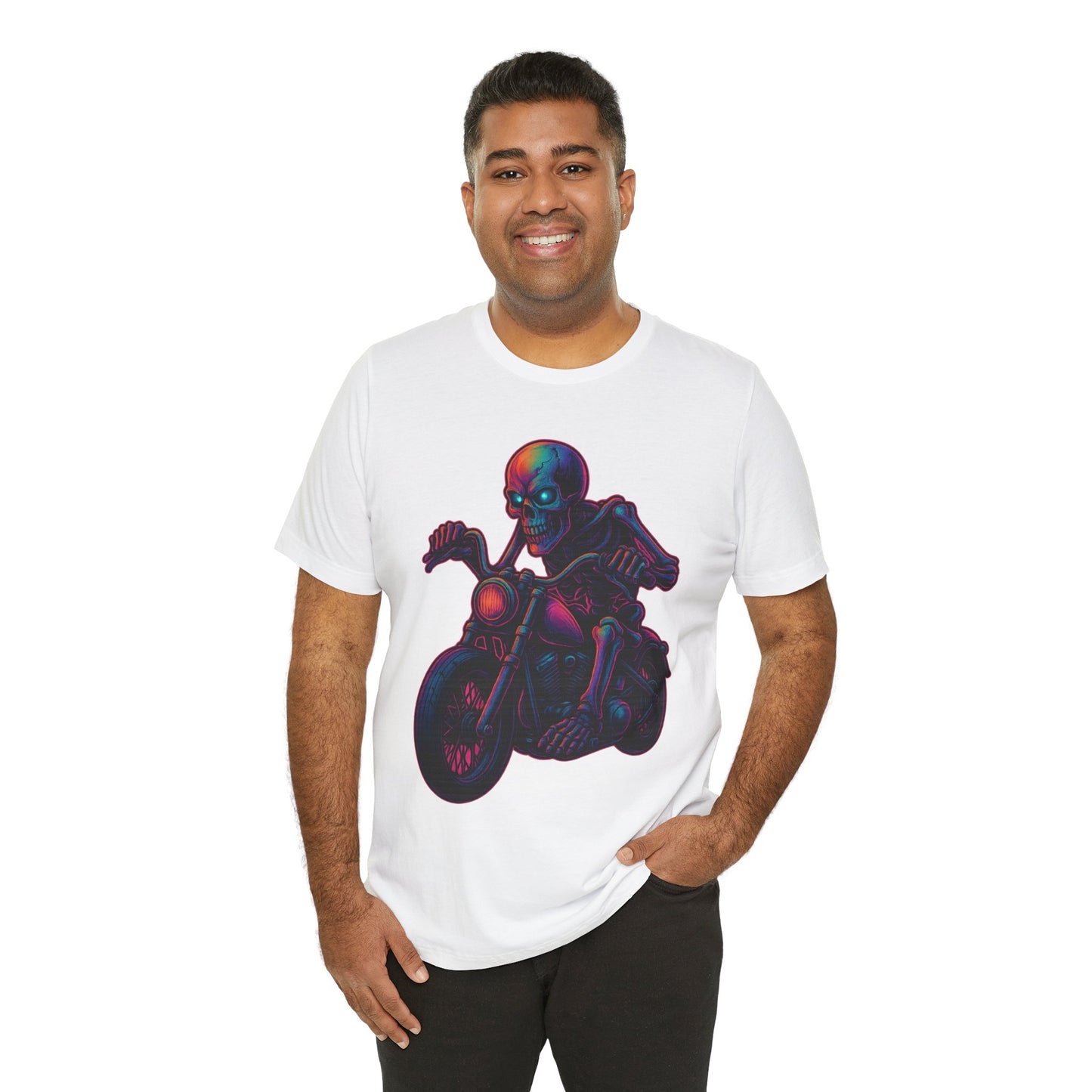 Neon Gashadokuro Harley Rider Tattoo Style Shirt Horror Yokai Streetwear for Adults Biker Dad Gift Japanese Art Tee