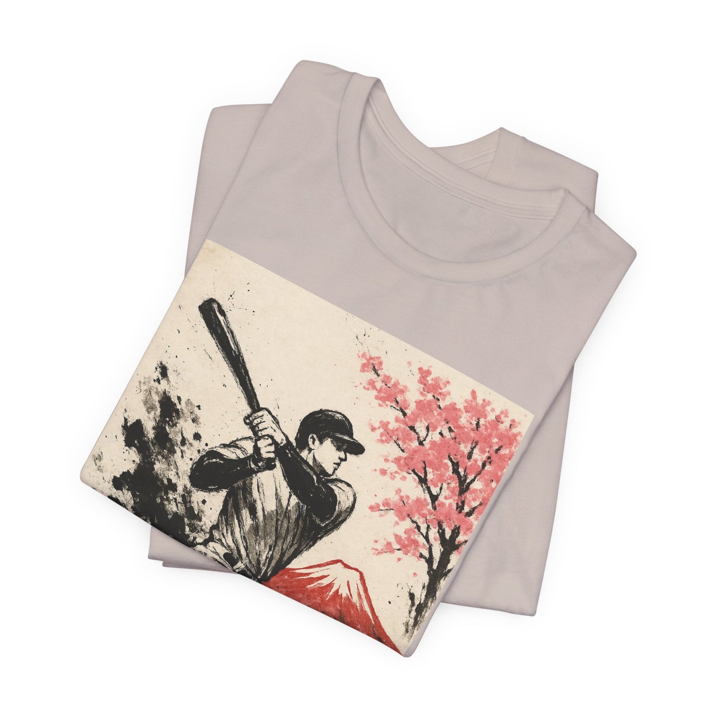 Pro Baseball Batter Sumi Ink Art Shirt Fuji Sakura Retro Japanese Print Power Swing Tee Japan Inspired Sports Art Gift for Dad