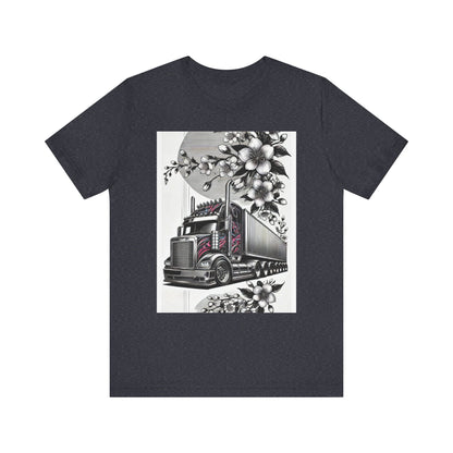 Cherry Blossom Convoy T-Shirt | Japanese Sakura x Modern Truck Art | Unique Graphic Tee for Drivers & Streetwear Lovers No.002