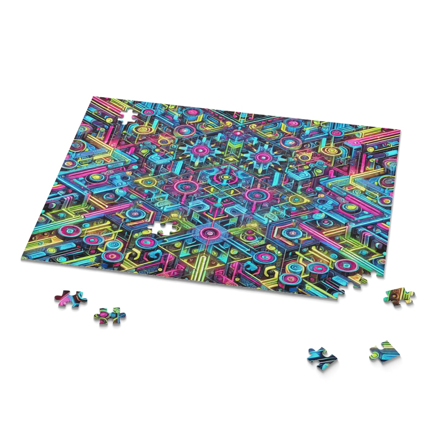 Futuristic Neon Circuit Puzzle-Ultra-Detailed Geometric Jigsaw for Adults | Sci-Fi Abstract Challenge (1000+ Pieces)