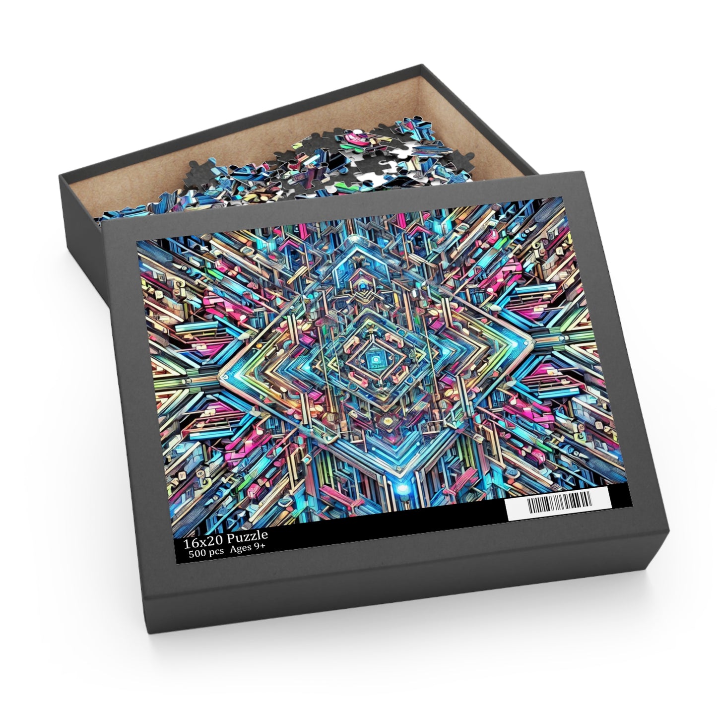 Futuristic Neon Circuit Puzzle-Ultra-Detailed Geometric Jigsaw for Adults | Sci-Fi Abstract Challenge (1000+ Pieces)
