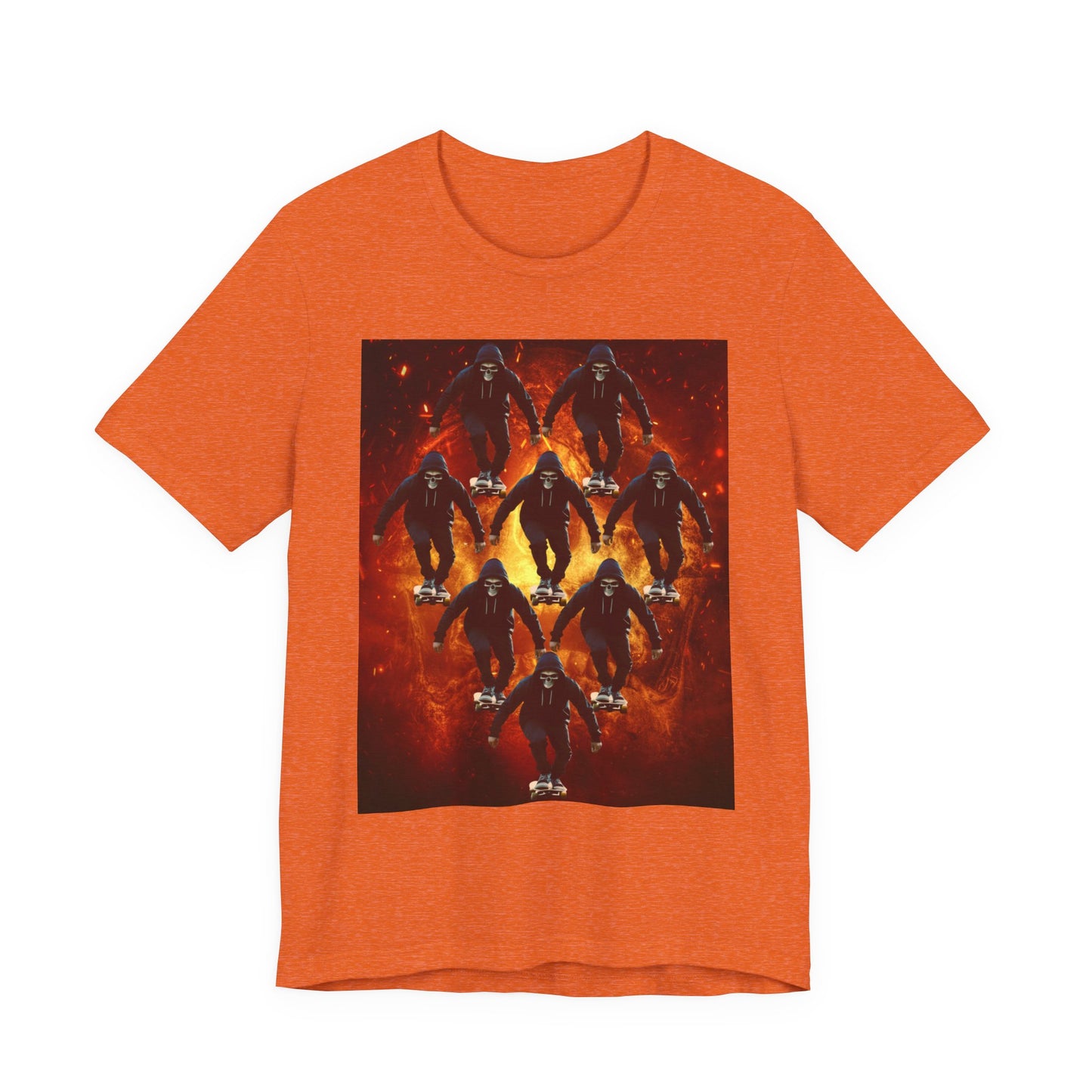 Skull Hoodie Skater T Shirt Urban Streetwear Skateboard Graphic Tee Gothic Horror Skate Style Gift for Dad Teen Boys Halloween Vibe