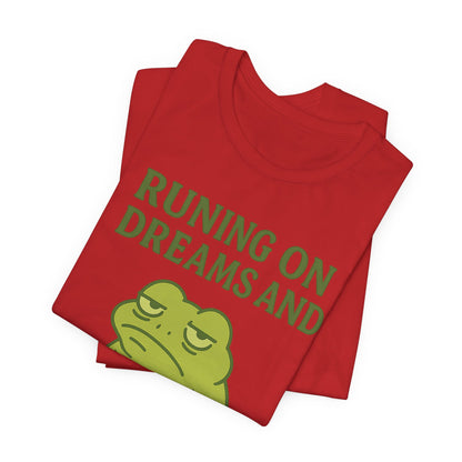 Running on Dreams and Snooze Buttons Shirt Sleepy Frog Tee Funny Night Owl Top Great Dad Gift Cozy Loungewear Aesthetic