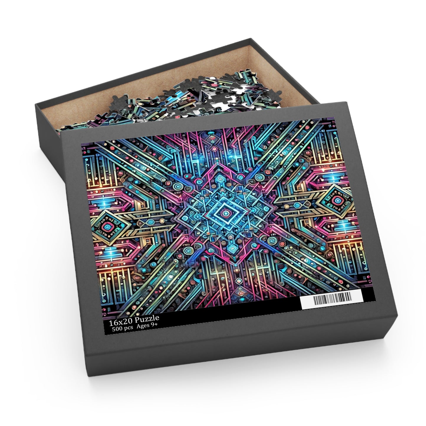 Futuristic Neon Circuit Puzzle-Ultra-Detailed Geometric Jigsaw for Adults | Sci-Fi Abstract Challenge (1000+ Pieces)