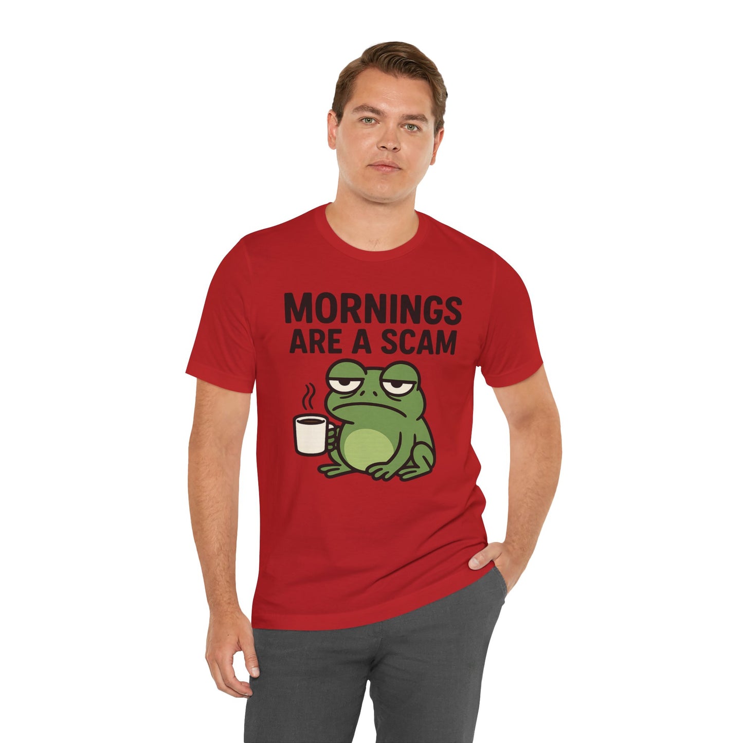Mornings Are a Scam Frog Shirt Funny Sleepy Tee Night Owl Top Coffee First Gift for Dad Cute Graphic Loungewear Aesthetic