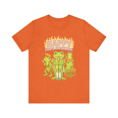 Happy Frog Rockers Album Cover Tee Cute Frog Band Shirt Vocal Guitar Piano Drums Pastel Art Gift for Music Lovers