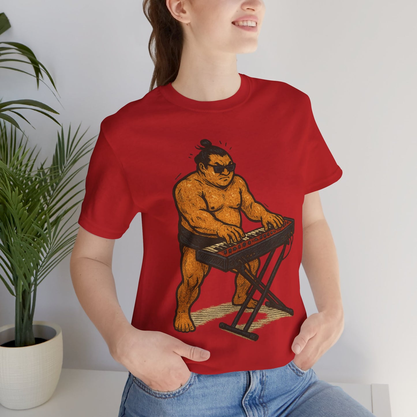Sumo Piano Rock T Shirt Japanese Sumo Wrestler Playing Stage Keyboard Vintage Comic Art Graphic Tee Japan Gift For Dad Musicians