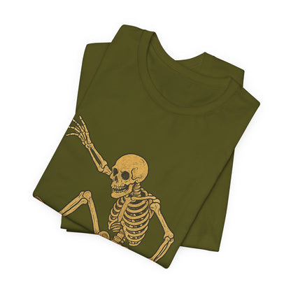 Skater Skeleton Graphic Tee for Adults - Vintage-Style Skeleton Skateboarding Shirt - Edgy Streetwear T-Shirt for Skaters and Art Lovers