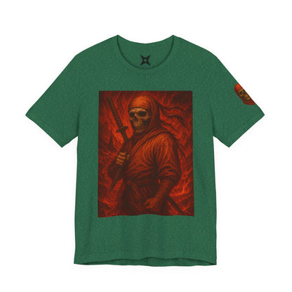 Dark Ninja Skull T-Shirt - Japanese Horror Art, Ninja Skeleton Graphic Tee, High-Detail Gothic Warrior Shirt, Unisex Streetwear