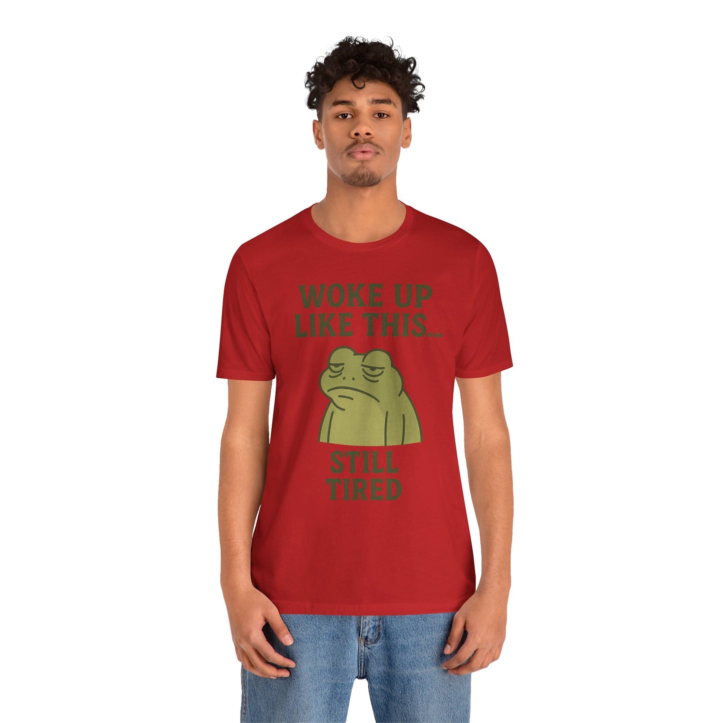 Woke Up Like This Still Tired Frog Shirt Funny Sleepy Tee Night Owl Top Coffee First Gift for Dad Cozy Loungewear Aesthetic