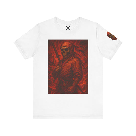 Dark Ninja Skull T-Shirt - Japanese Horror Art, Ninja Skeleton Graphic Tee, High-Detail Gothic Warrior Shirt, Unisex Streetwear