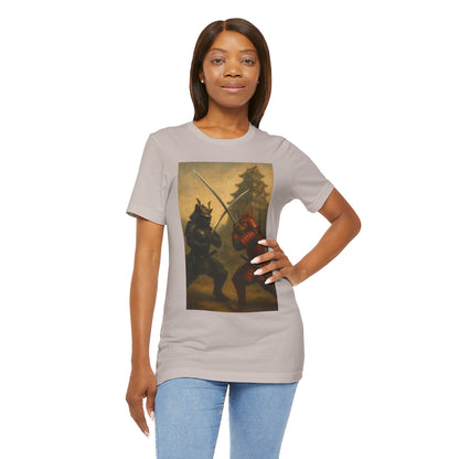 Epic Cat Samurai Battle Tee - War Horses Clash in Front of Japanese Castle  Feline Warrior Art Shirt for Fantasy & Japan Lovers