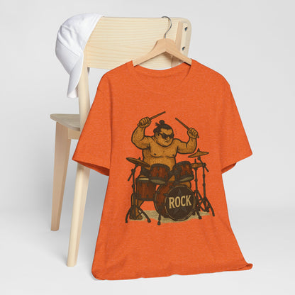 Sumo Drummer Graphic Tee Japanese Sumo Playing Drums Shirt for Music Lovers Band Dads Birthday Gift Festival Wear Streetwear Art