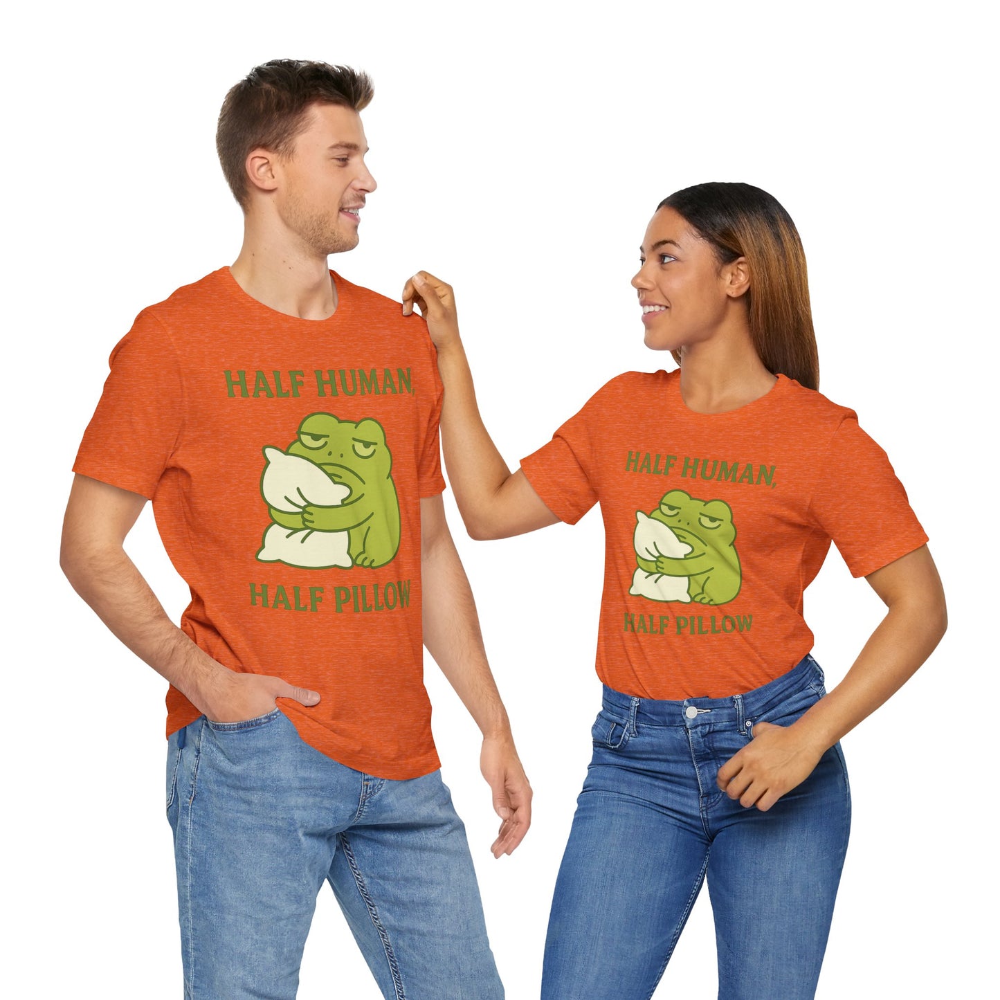 Half Human Half Pillow Funny Sleepy Frog Shirt for Coffee Lovers Dad Gift Not a Morning Person Tee Cozy Kawaii Aesthetic Graphic Top